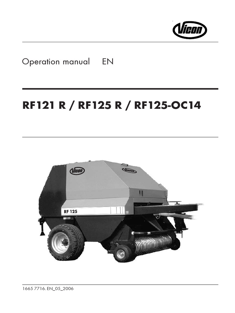 RF121/RF125 Round Baler Manual | PDF | Tractor | Mechanical Engineering