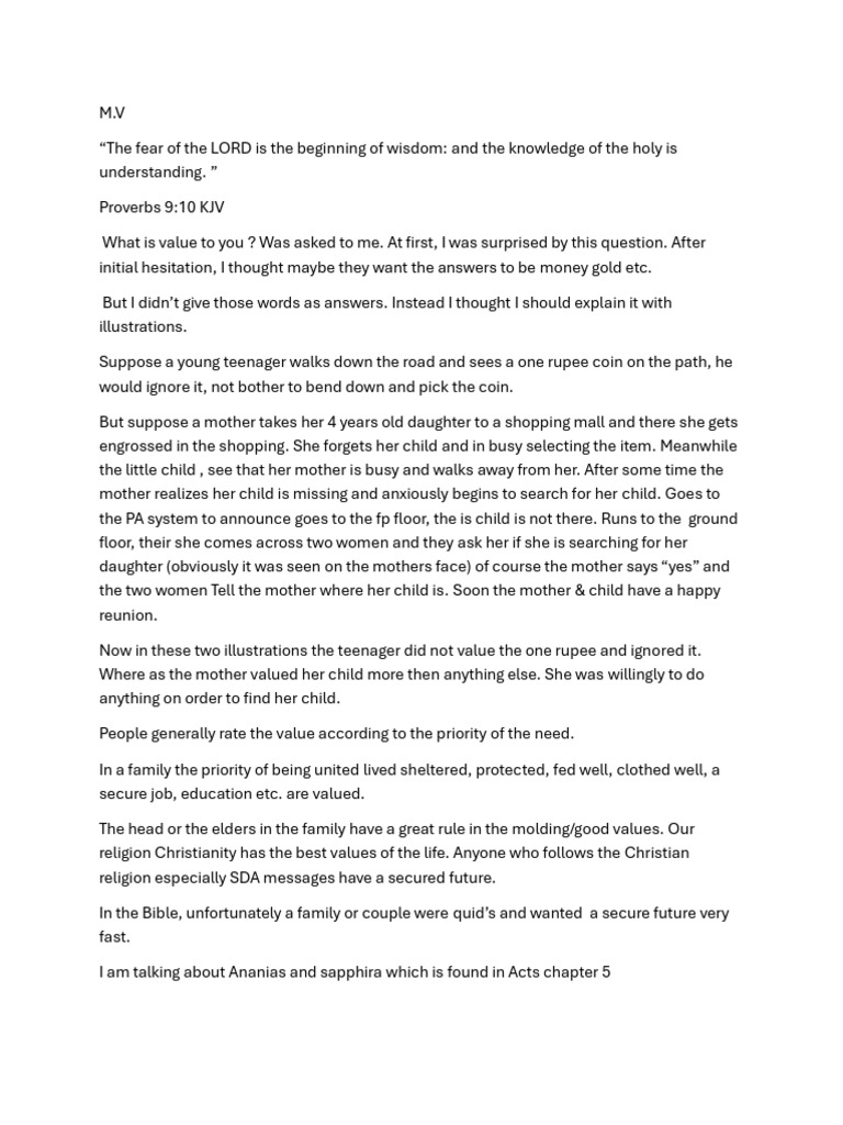 Understanding Value Through Family Examples | PDF | Paul The Apostle ...