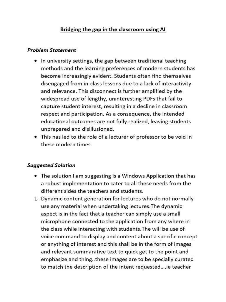 Tashinga Bridging The Gap in Classroom | PDF | Artificial Intelligence ...