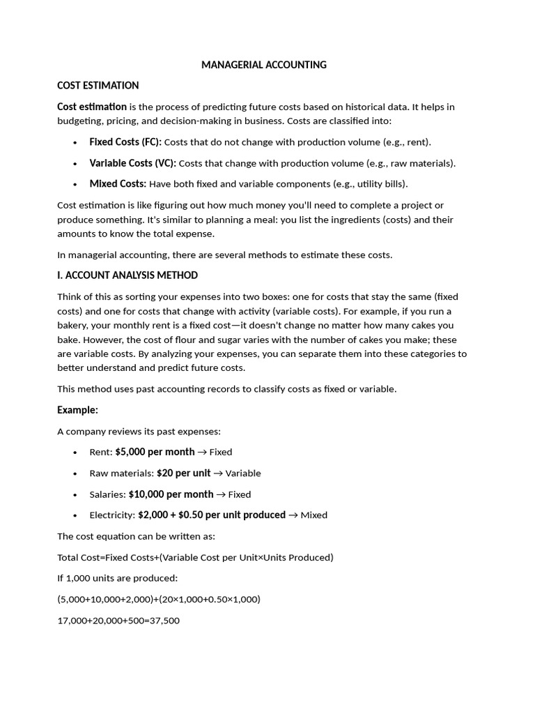 Cost Estimation in Managerial Accounting | PDF | Regression Analysis ...