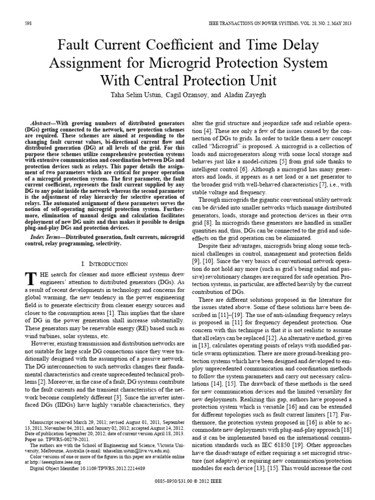 Microgrid Protection System Design | PDF | Distributed Generation ...