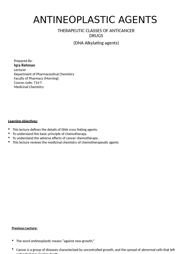 Antineoplastic Agents 2 | PDF | Chemotherapy | Dna