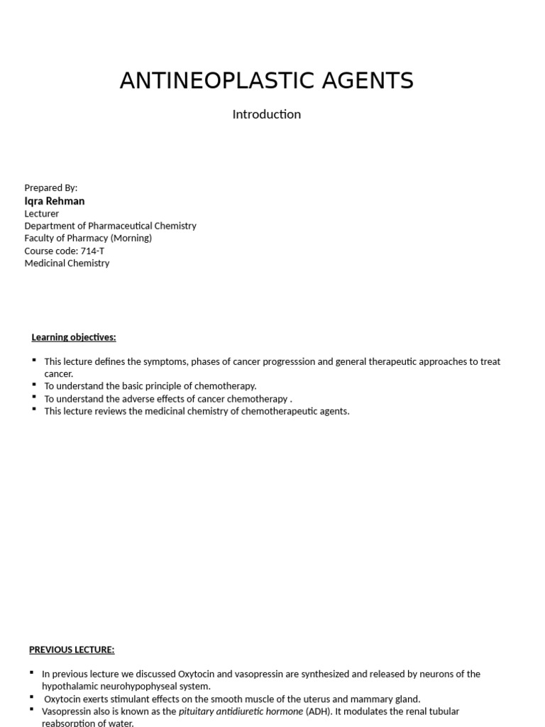 Antineoplastic Agents 1 | PDF | Cancer | Mitosis
