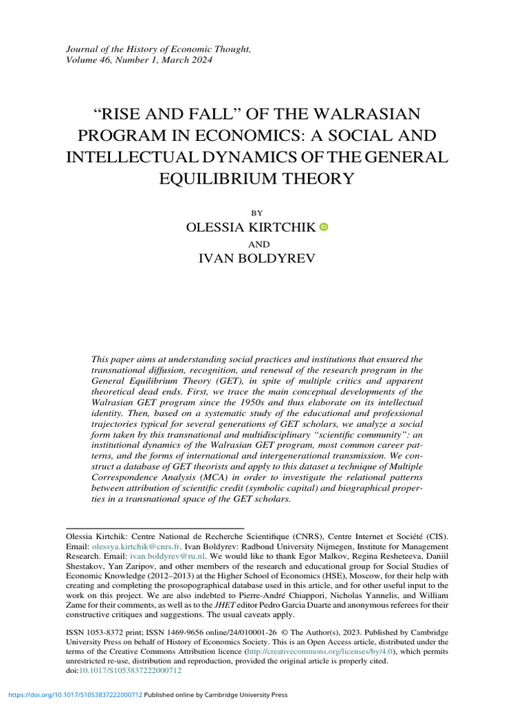 Walrasian General Equilibrium Theory Analysis | PDF | General ...