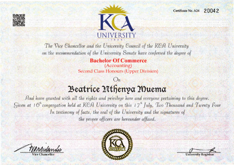 Kca Certificate | PDF