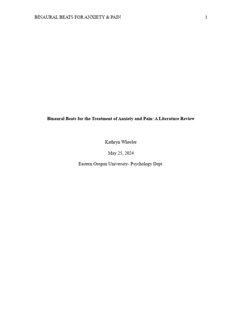 Binaural Beats For The Treatment of Anxiety and Pain | PDF | Neural ...