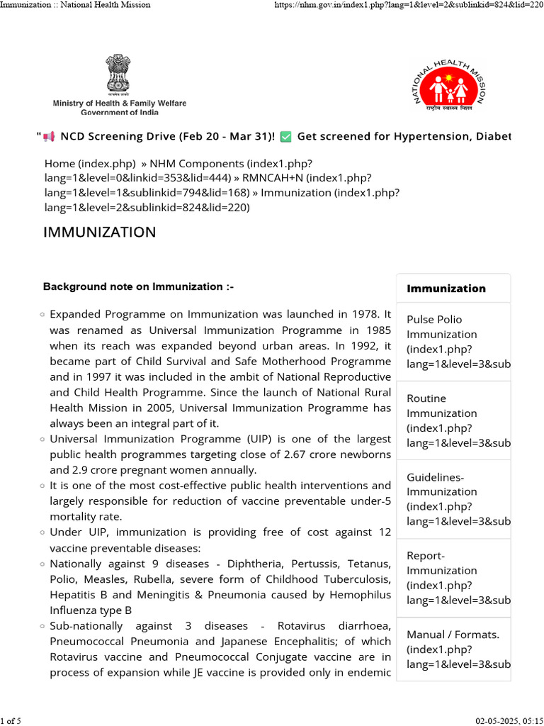 Overview of India's Immunization Program | PDF | Medicine | Medical ...