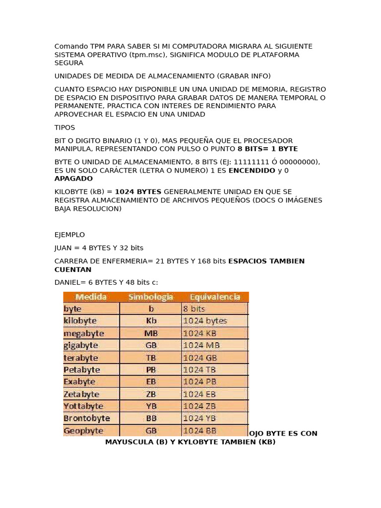 Clase Info Bytes Megabytes 29 Nov | PDF | Byte | Poco