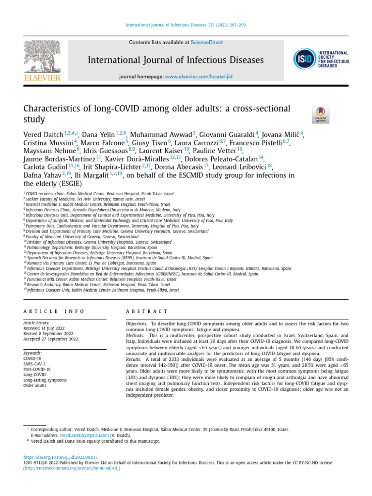 Long-COVID Symptoms in Older Adults | PDF | Medicine | Medical Specialties