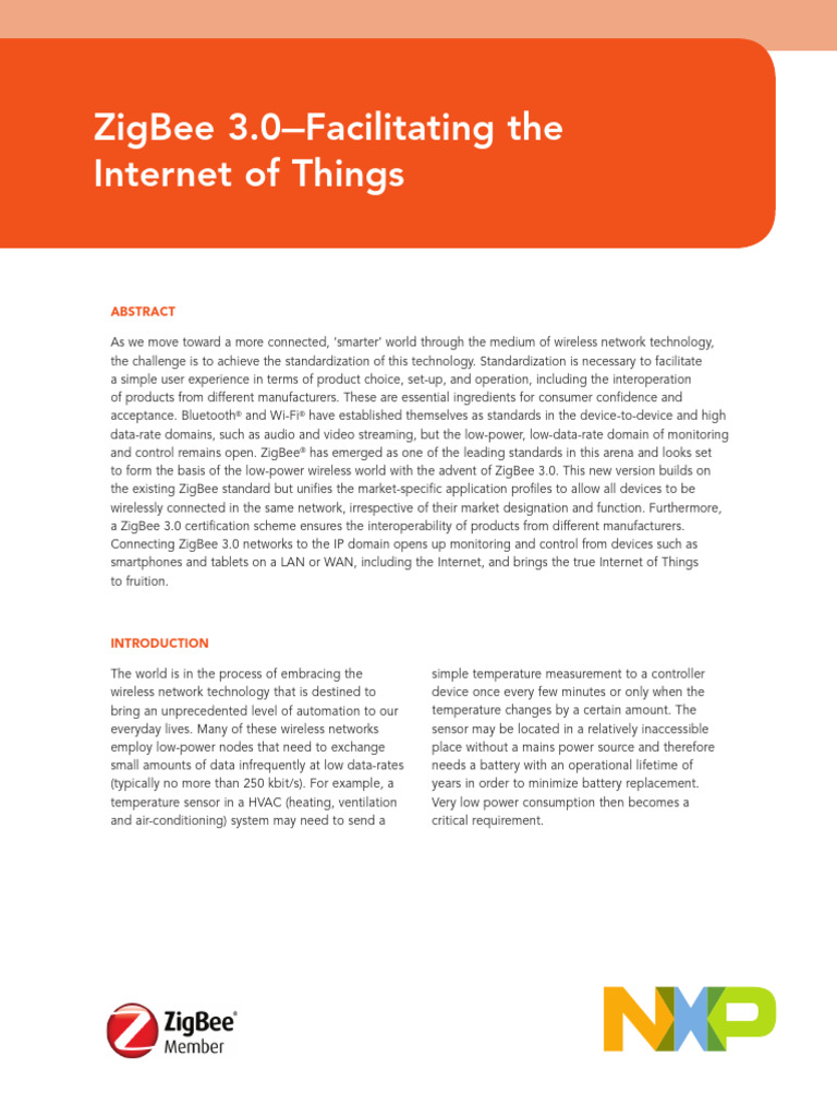 Understanding ZigBee 3.0 Standards | PDF | Computer Network | Internet ...