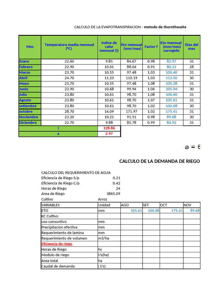 Demanda de Agua para Cultivo de Arroz | PDF | Evapotranspiración | Agua