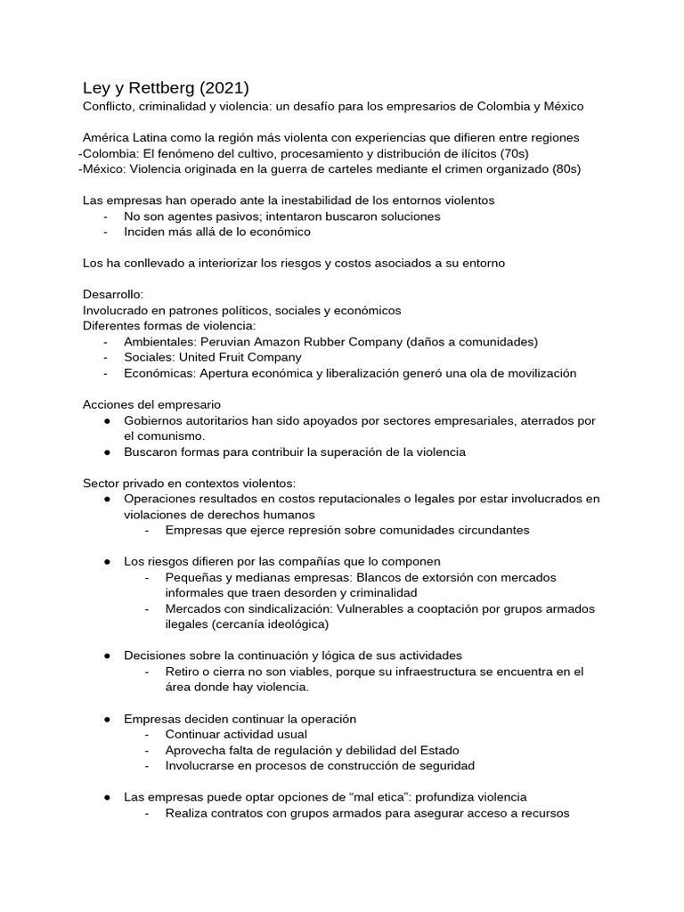 Ley y Rettberg (2021) | PDF | Business | Violencia