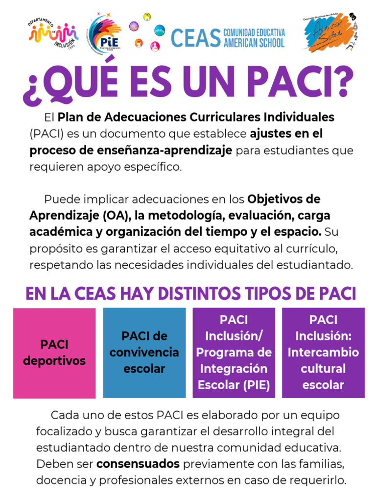 Qué es el PACI en educación | PDF | Inclusión (Educación) | Plan de ...
