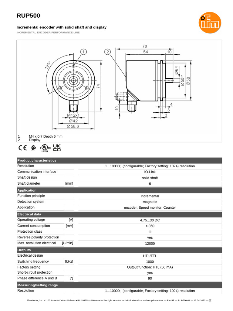 RUP500 Incremental Encoder Overview | PDF | Electrical Engineering ...