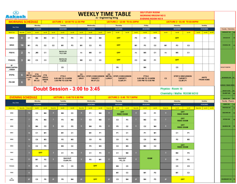 Updated - Time - Table - 24.04.2025 To 27.04.2025 | PDF