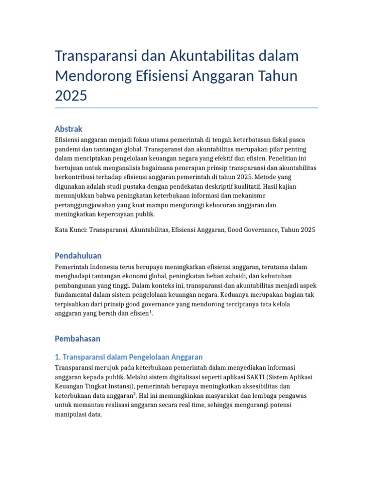 Transparansi dan Akuntabilitas Anggaran 2025 | PDF