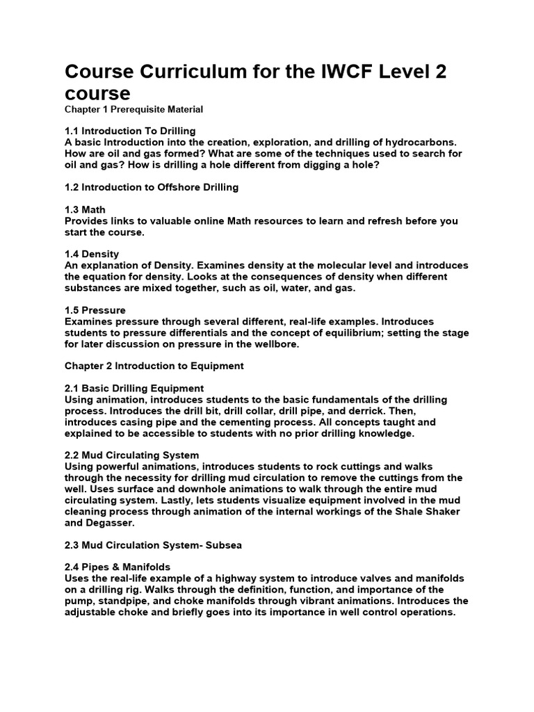 IWCF Level 2 Course Overview | PDF | Blowout (Well Drilling) | Oil Well