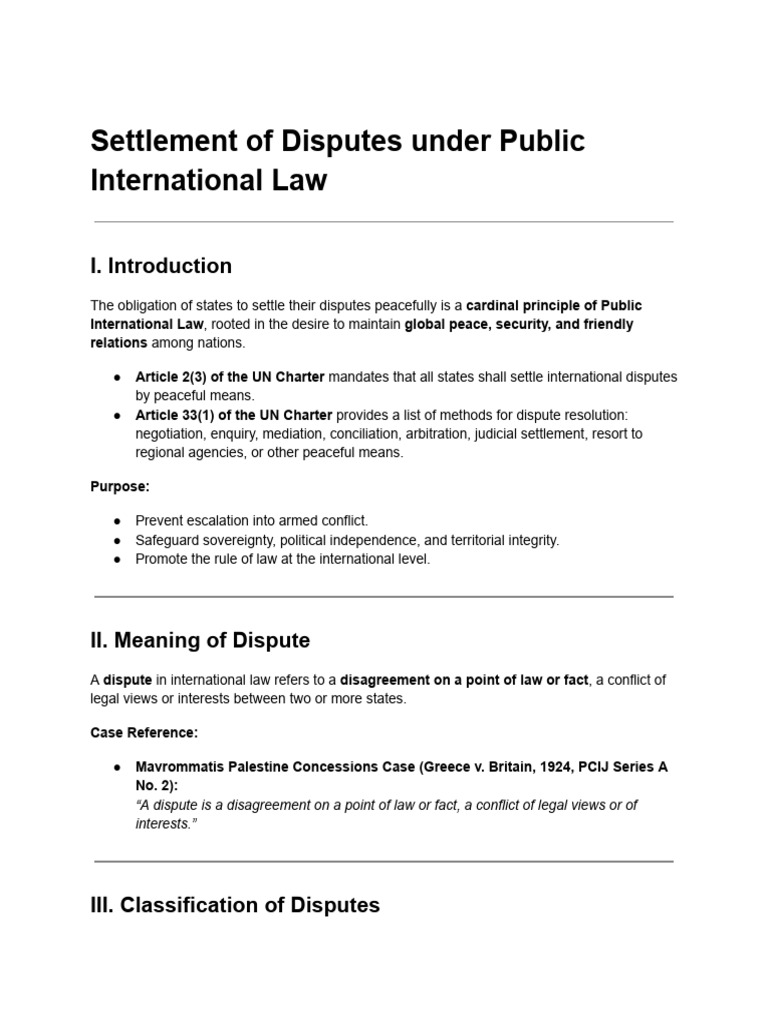 Dispute Resolution in International Law | PDF | International Law ...