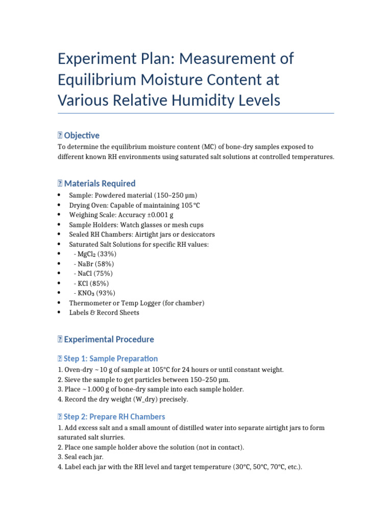 Equilibrium Moisture Content Calculations | PDF | Temperature | Materials