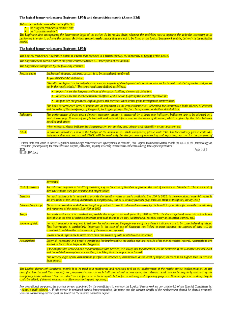 Logical Framework Matrix Overview | PDF | Matrix (Mathematics) | Business