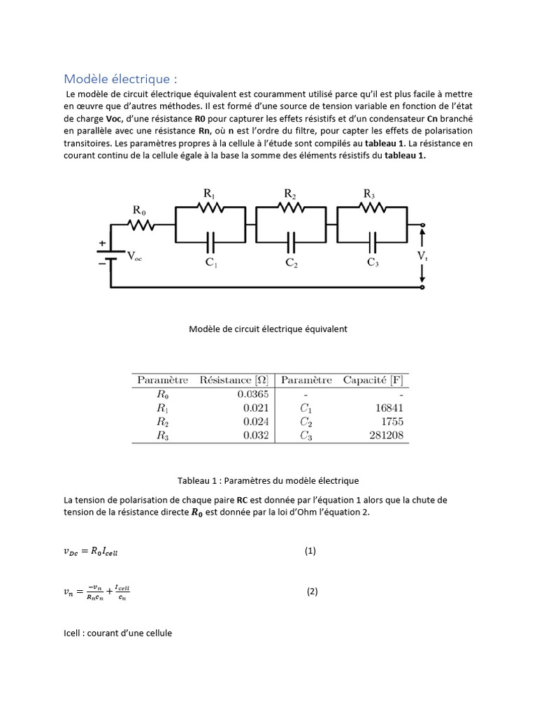 Modèle de circuit électrique équivalent | Condensateur