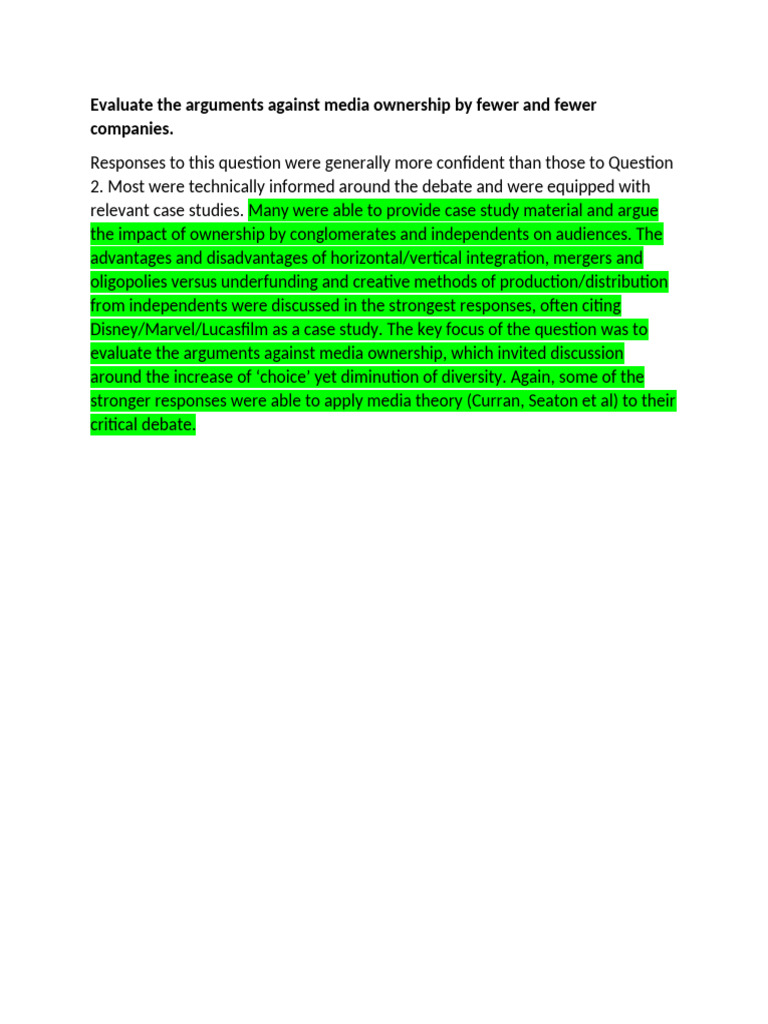 Evaluate The Arguments Against Media Ownership by Fewer and Fewer ...