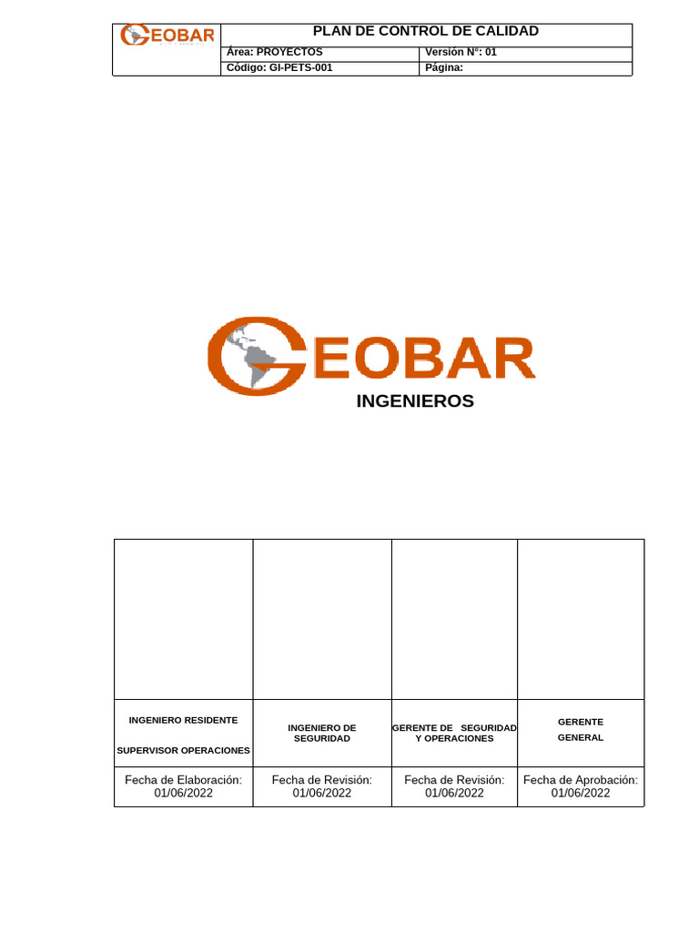Plan de Control de Calidad en Perforación | PDF | Calidad (comercial ...