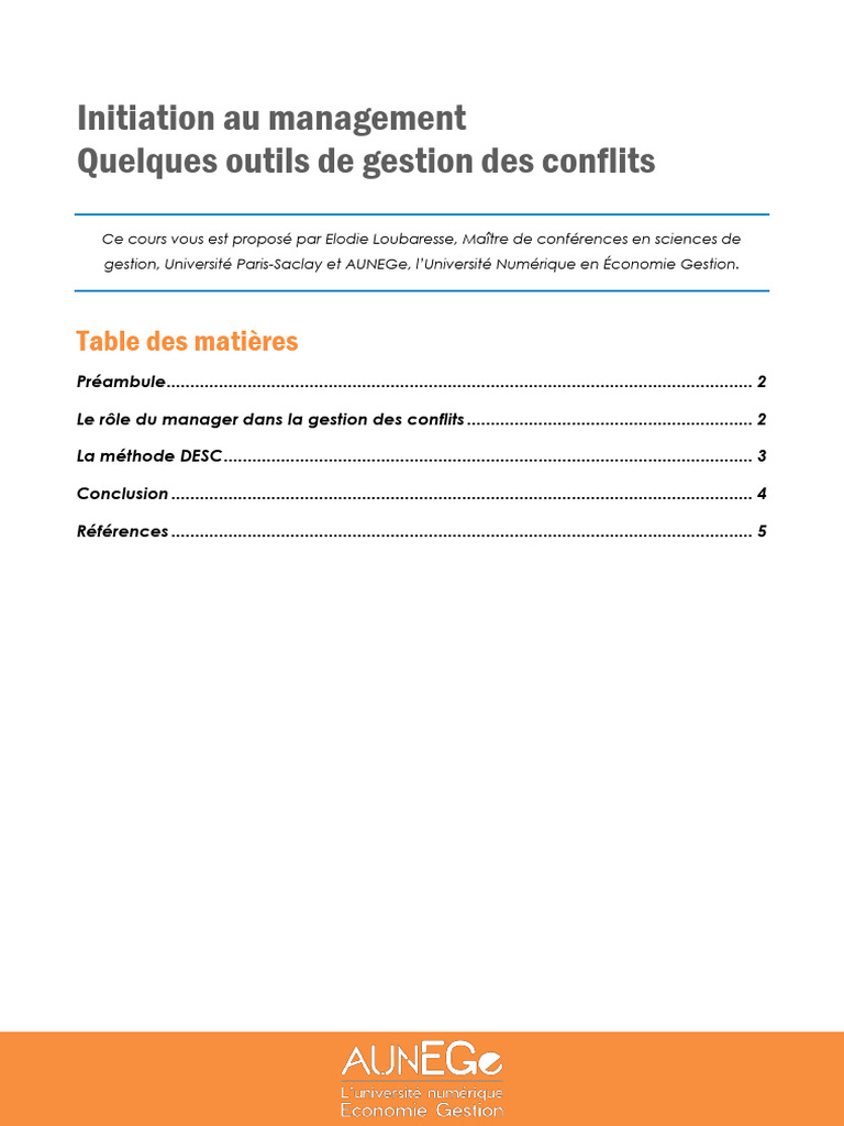 Gestion des conflits : méthode DESC | PDF | Résolution de conflit