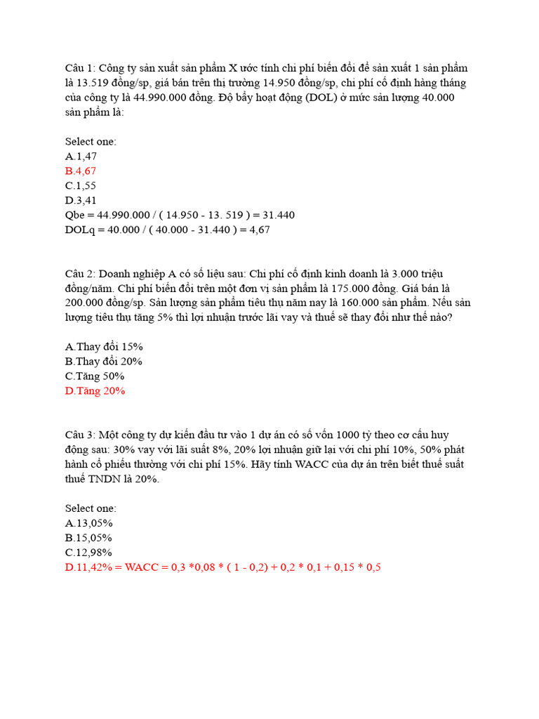 Ôn Tập QTTC | PDF