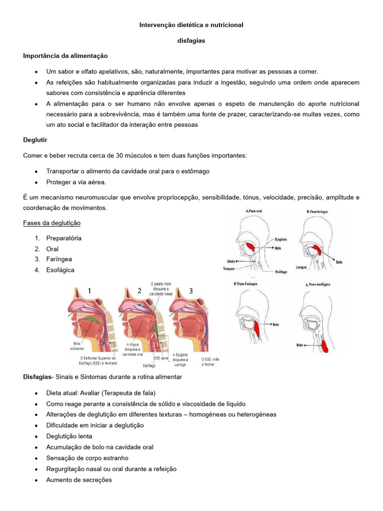 Dieta e Intervenção na Disfagia | PDF
