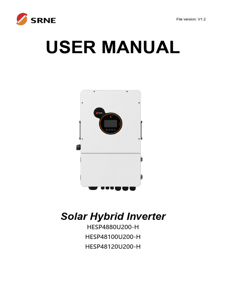 SRNE HESP Series 8-12kW US Split Phase Solar Hybrid Inverter User