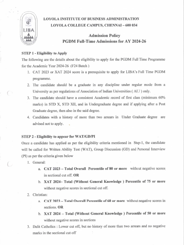 Admission Policy 2024 | PDF