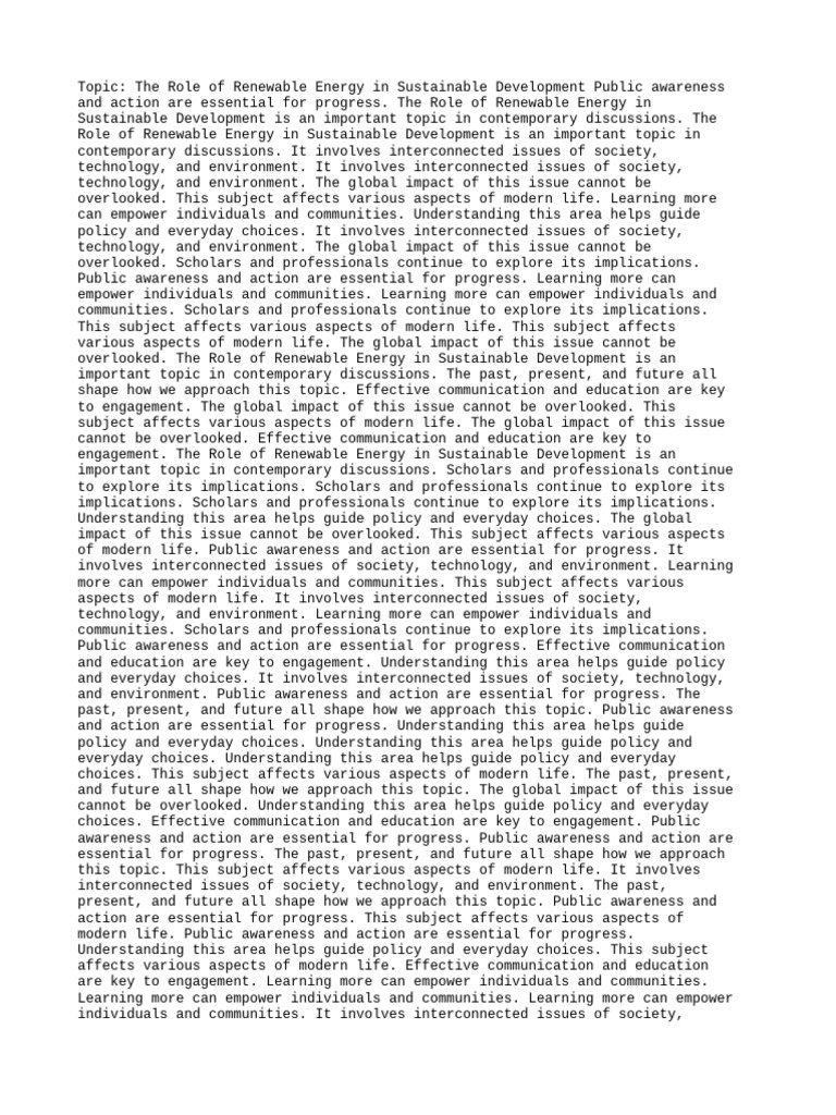 The Role of Renewable Energy in Sustainable Development | PDF ...