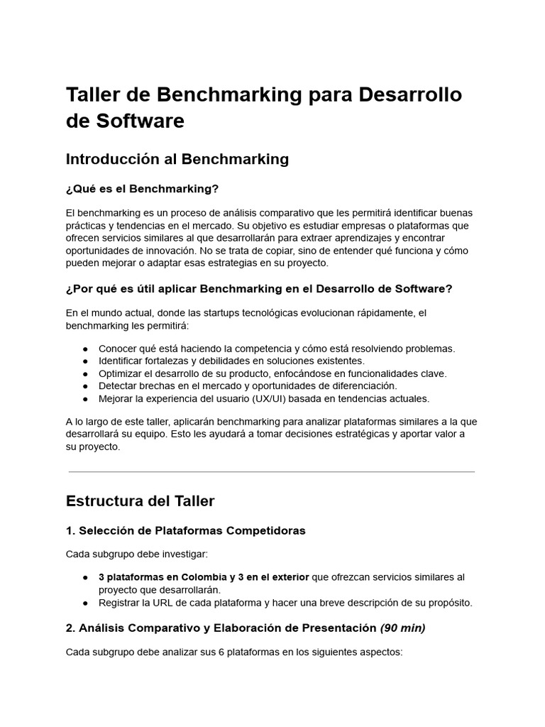 Taller de Benchmarking en Software | PDF | Benchmarking | Diseño gráfico