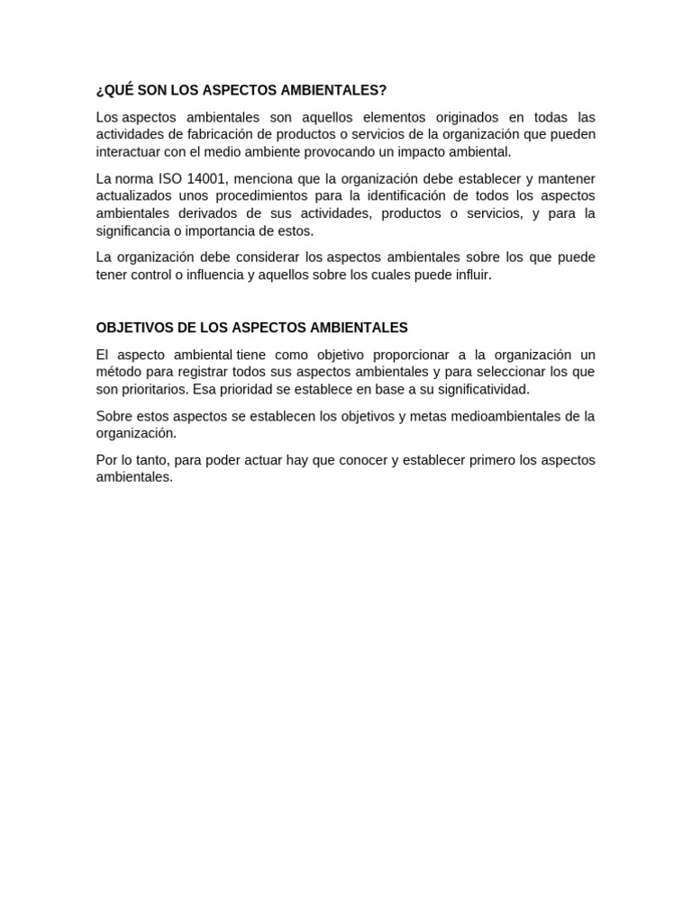 Aspectos Ambientales e Impacto Ambiental | PDF | Entorno natural | Residuos