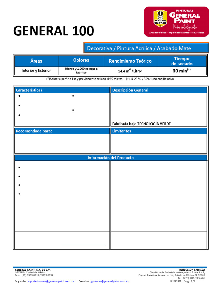 General 100 Acrylic Act 2024 | PDF | Pintar | Materiales