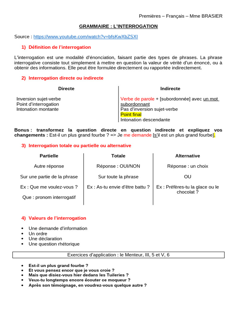 Définition et types d'interrogation | PDF