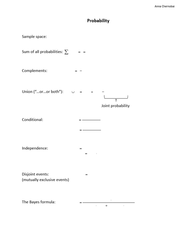 Probability (Formulas) | PDF