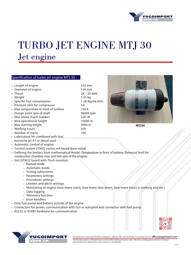 MTJ 30 Turbo Jet Engine Specifications | PDF