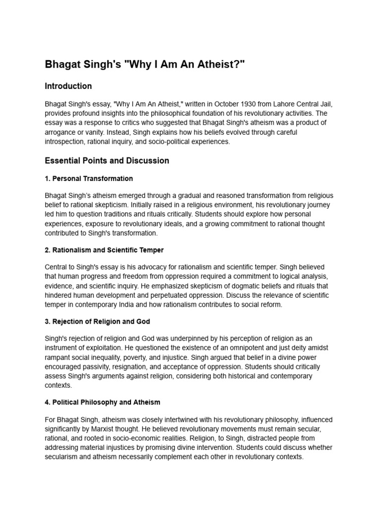 Bhagat Singh's Atheism Explained | PDF | Atheism | Secularism