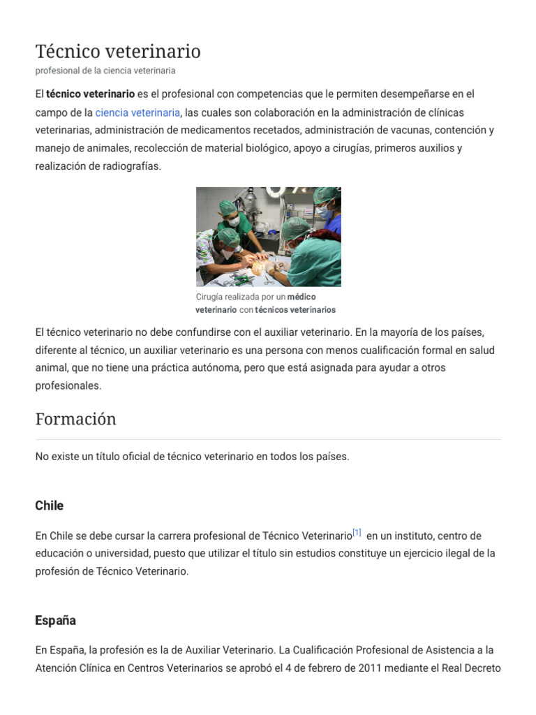 Técnico Veterinario - Wikipedia, La Enciclopedia Libre | PDF | Medicina ...