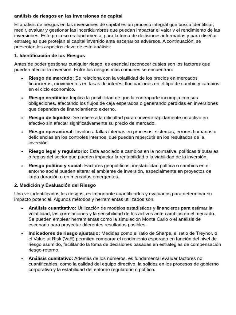 Análisis de La Inversión de Capita1 | PDF | Inversiones | Riesgo