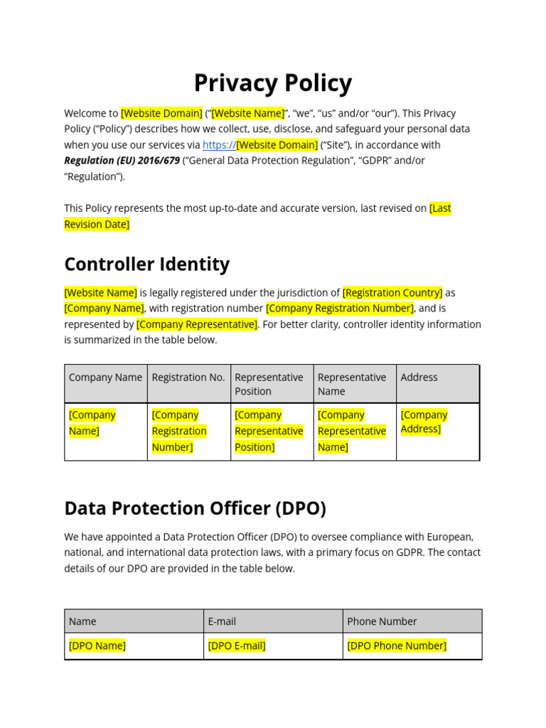 GDPR-Compliant Privacy Policy Sample | PDF | Information Privacy | Privacy