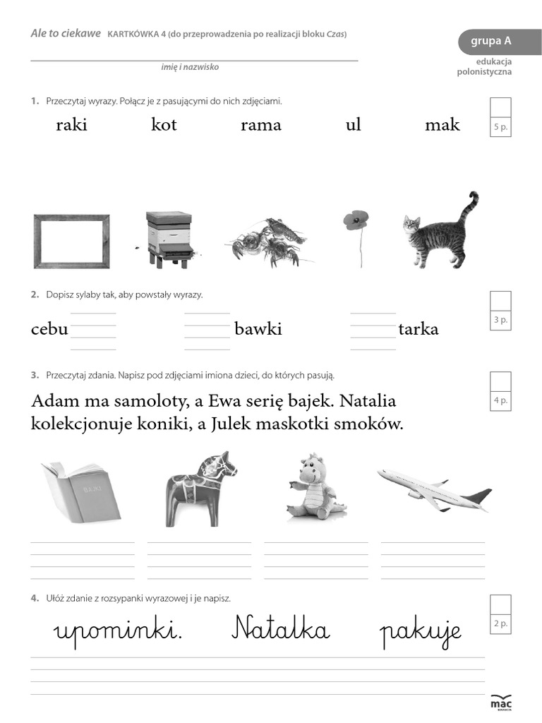 Kartkowka NR 4 Jezyk Polski Grupa A | PDF