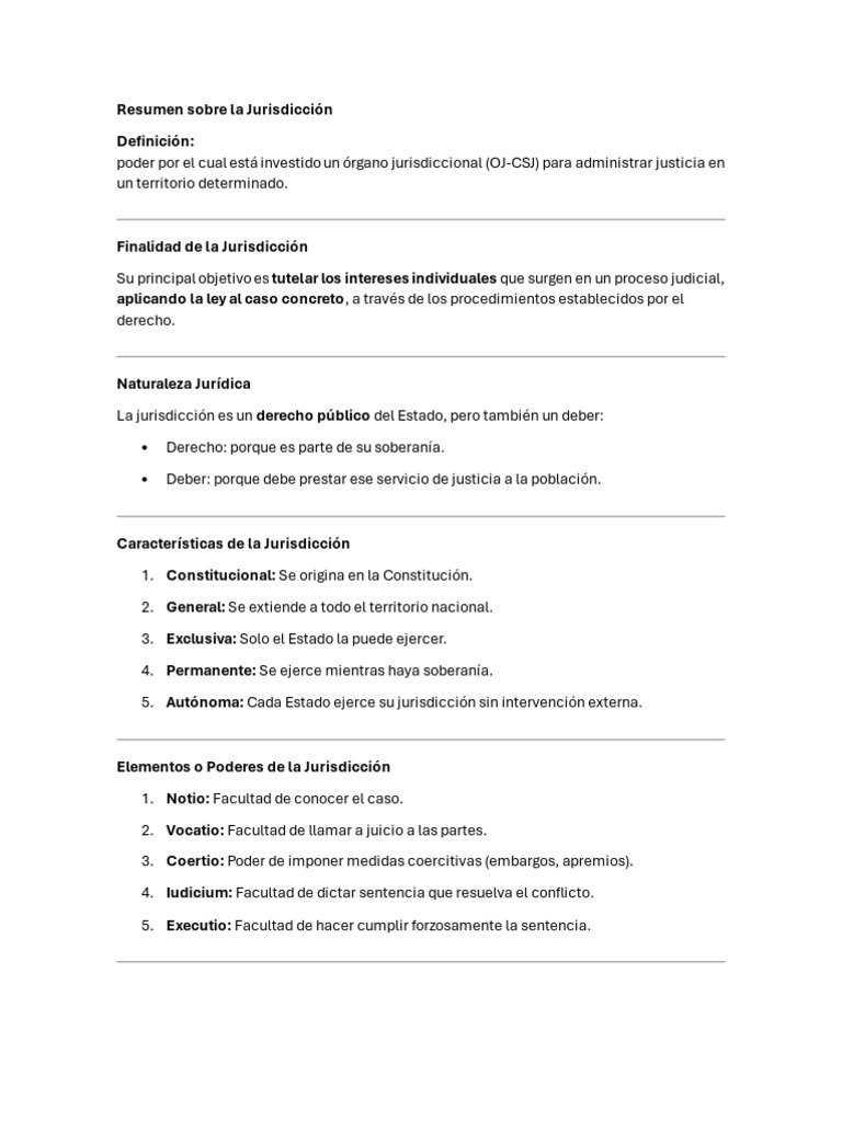 Conceptos Clave de la Jurisdicción | PDF