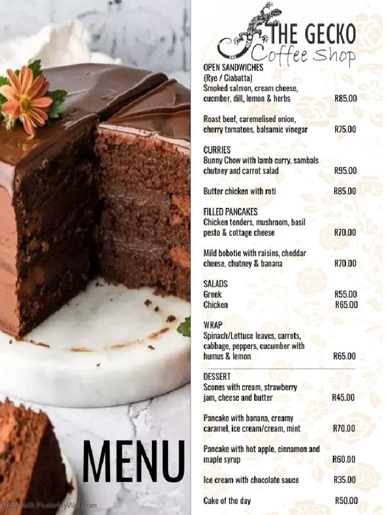 Gecko Coffee Shop Menu | PDF