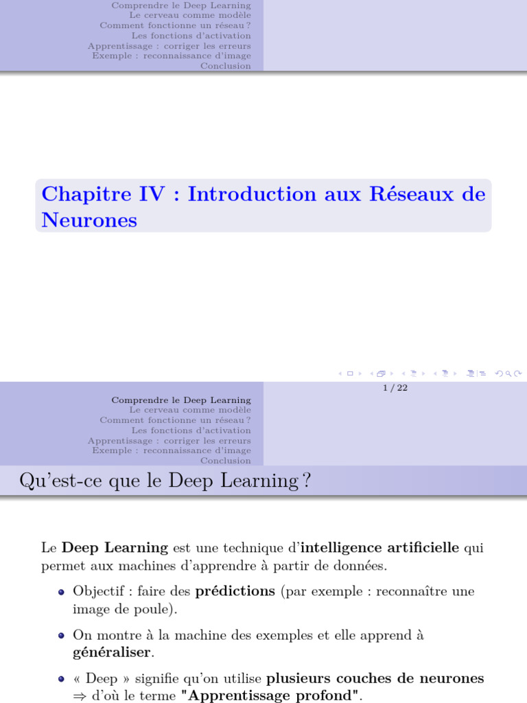 Introduction au Deep Learning et Réseaux Neurones | PDF | Apprentissage ...