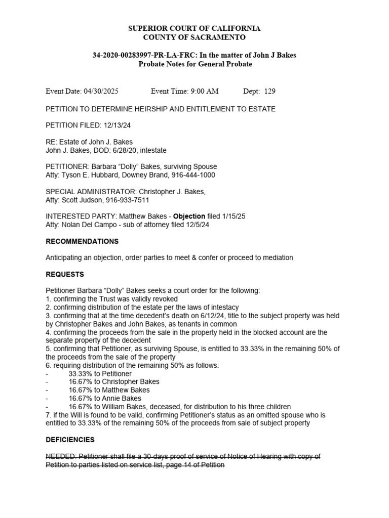 John J. Bakes Estate Heirship Petition | PDF | Probate | Intestacy