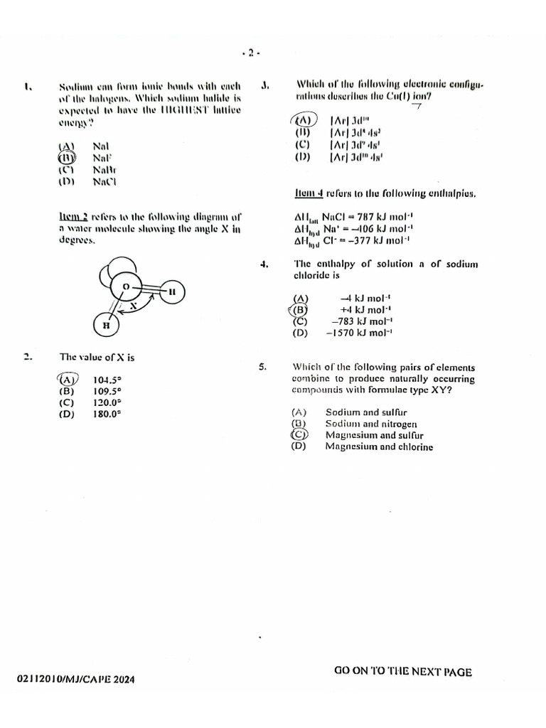 Chem+Unit+1+MCQ+Worksheet+18+,2024 | PDF