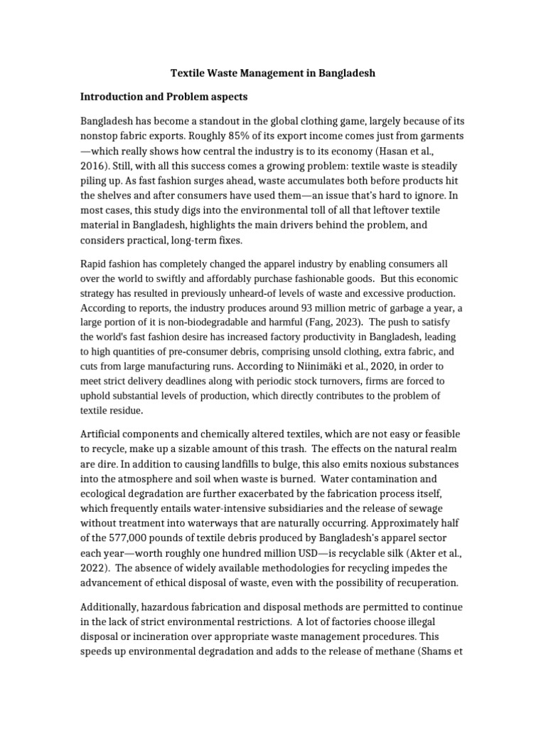 Textile Waste Management in Bangladesh | PDF | Textiles | Waste Management